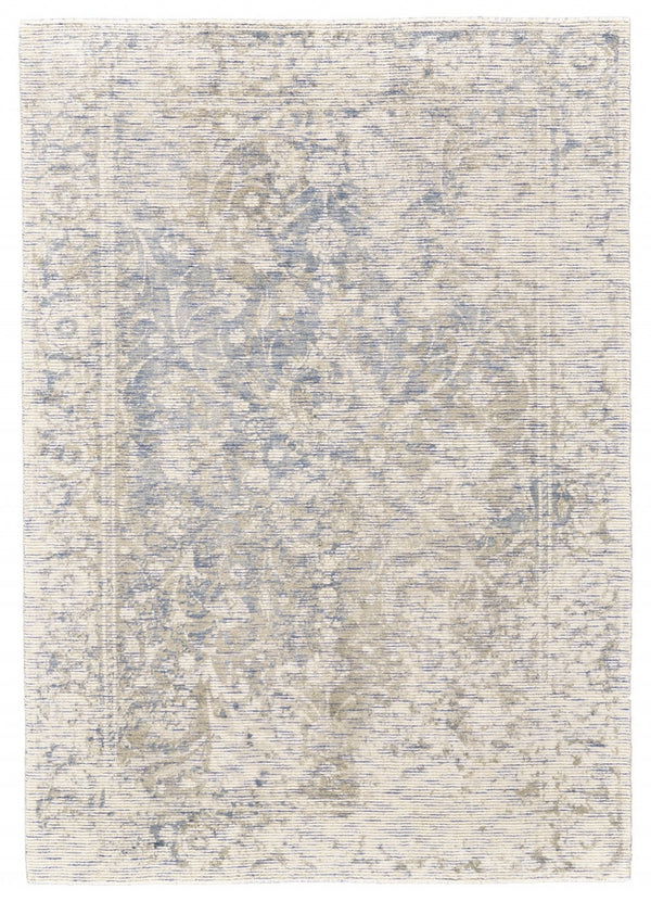 HomeRoots 10' Hand-Woven Abstract Area Rug in Soft Ivory, Blue, and Tan – Elegant Design for Your Home Décor 10' X 13' 511819
