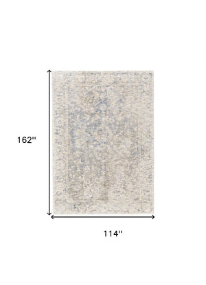 HomeRoots 10' Hand-Woven Abstract Area Rug in Soft Ivory, Blue, and Tan – Elegant Design for Your Home Décor 10' X 13' 511819