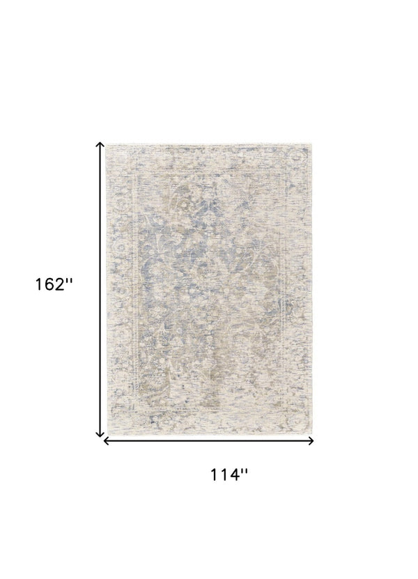 HomeRoots 10' Hand-Woven Abstract Area Rug in Soft Ivory, Blue, and Tan – Elegant Design for Your Home Décor 10' X 13' 511819
