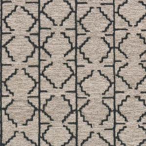 HomeRoots 4' Hand-Tufted Wool Geometric Area Rug in Black and Taupe - Soft, Durable, Unique, and Stylish 4' X 6' 511832