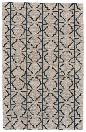 HomeRoots 4' Hand-Tufted Wool Geometric Area Rug in Black and Taupe - Soft, Durable, Unique, and Stylish 8' X 11' 511834