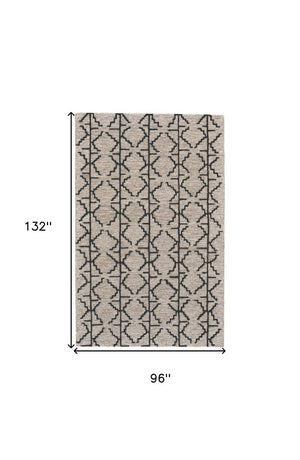HomeRoots 4' Hand-Tufted Wool Geometric Area Rug in Black and Taupe - Soft, Durable, Unique, and Stylish 8' X 11' 511834