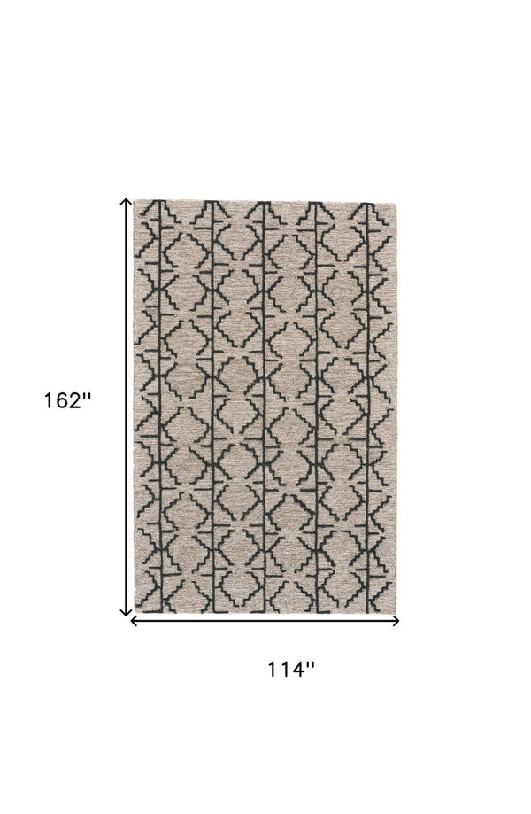 HomeRoots 4' Hand-Tufted Wool Geometric Area Rug in Black and Taupe - Soft, Durable, Unique, and Stylish 10' X 13' 511835