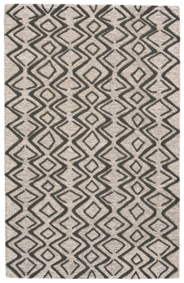 HomeRoots 4' Handcrafted Wool Geometric Area Rug in Black, Taupe, and Gray – Modern Style for Your Home 4' X 6' 511838