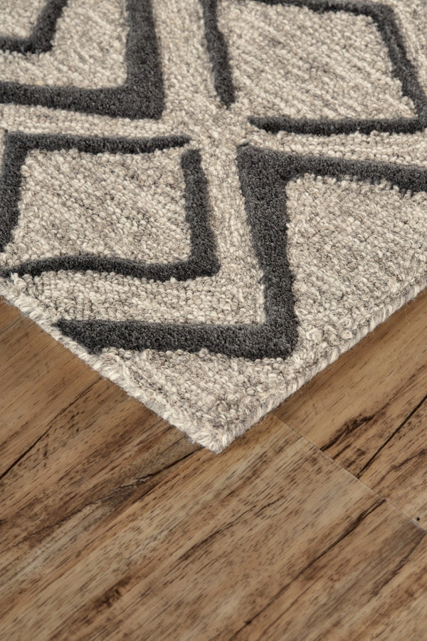 HomeRoots 4' Handcrafted Wool Geometric Area Rug in Black, Taupe, and Gray – Modern Style for Your Home 4' X 6' 511838