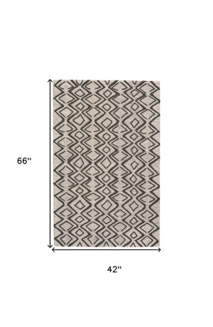 HomeRoots 4' Handcrafted Wool Geometric Area Rug in Black, Taupe, and Gray – Modern Style for Your Home 4' X 6' 511838