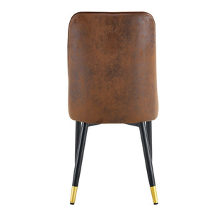 English Elm Brown Velvet Dining Chair Set of Two with Black Metal Legs and Gold Accent Detail W1151P211986