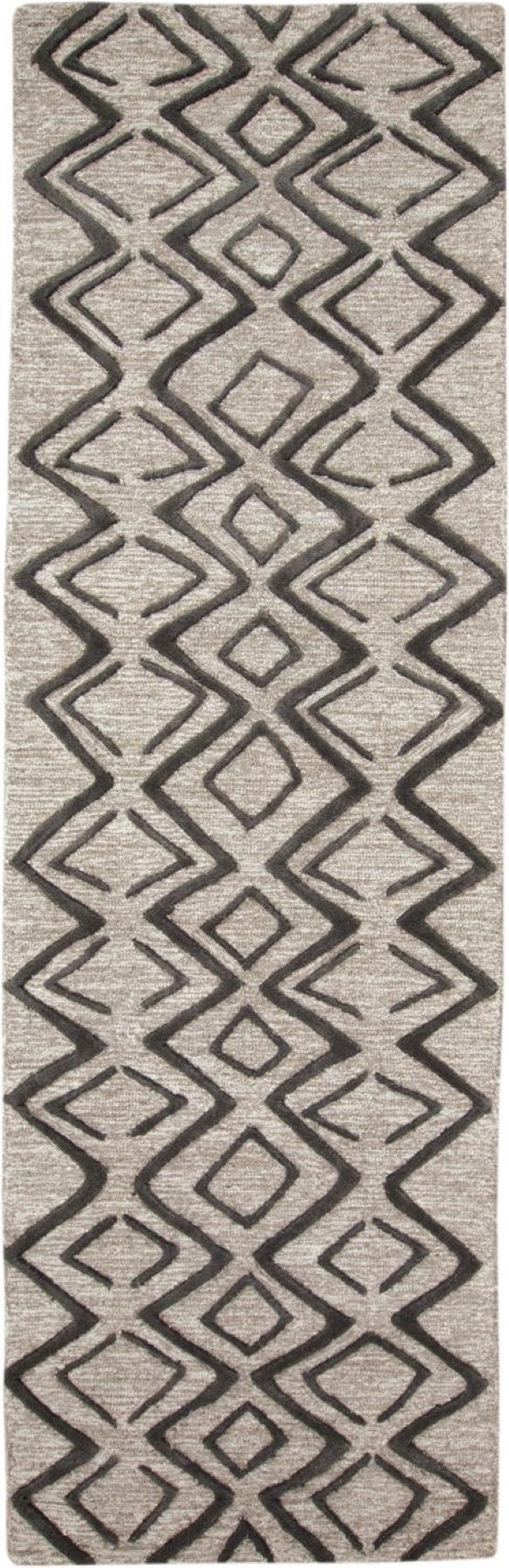 HomeRoots 4' Handcrafted Wool Geometric Area Rug in Black, Taupe, and Gray – Modern Style for Your Home 8' Runner 511842