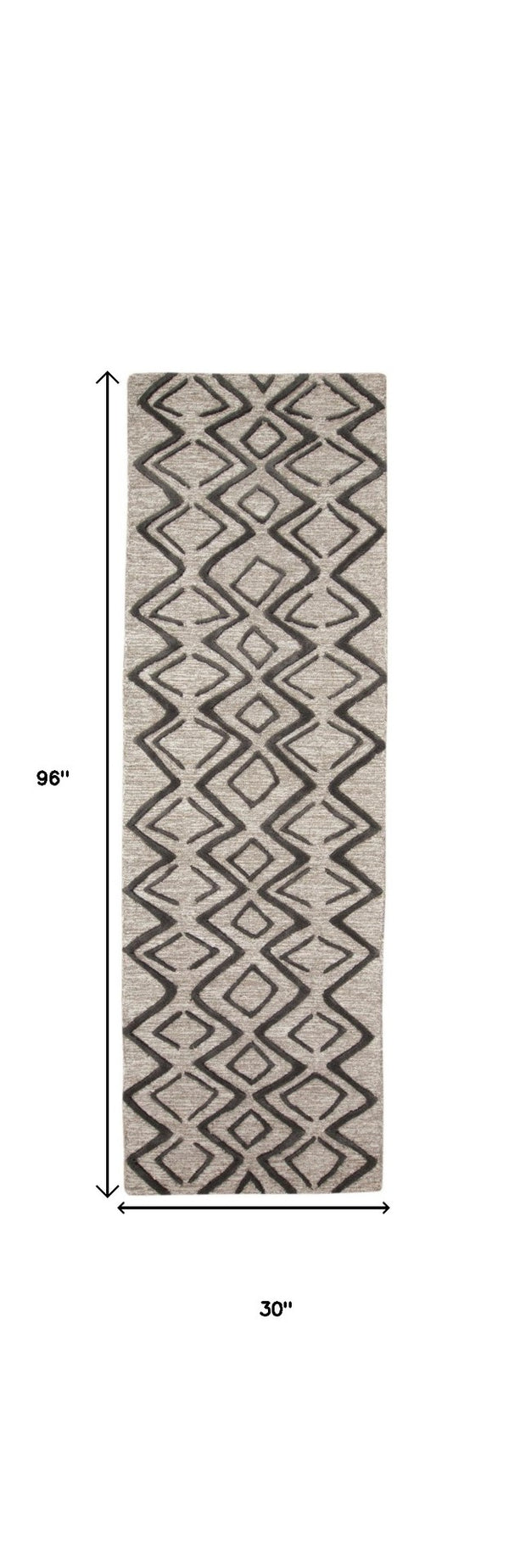 HomeRoots 4' Handcrafted Wool Geometric Area Rug in Black, Taupe, and Gray – Modern Style for Your Home 8' Runner 511842