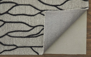 Homeroots 4' X 6' Taupe Black And Gray Wool Abstract Tufted Handmade Stain Resistant Area Rug Taupe,Black,Gray Wool 511844