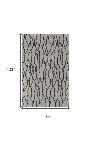 Homeroots 8' X 11' Taupe Black And Gray Wool Abstract Tufted Handmade Stain Resistant Area Rug Taupe,Black,Gray Wool 511846