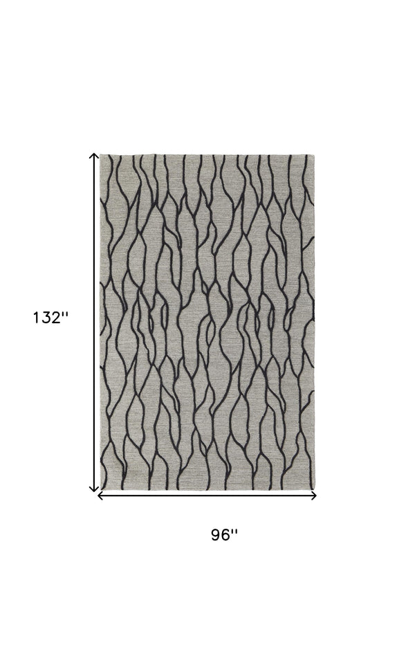 Homeroots 8' X 11' Taupe Black And Gray Wool Abstract Tufted Handmade Stain Resistant Area Rug Taupe,Black,Gray Wool 511846