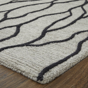 Homeroots 8' X 11' Taupe Black And Gray Wool Abstract Tufted Handmade Stain Resistant Area Rug Taupe,Black,Gray Wool 511846