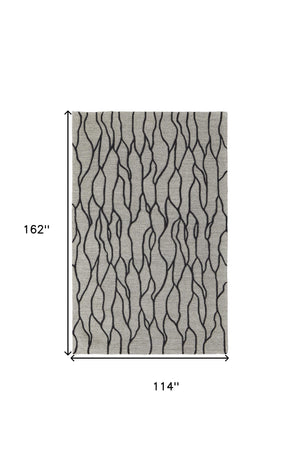 Homeroots 10' X 13' Taupe Black And Gray Wool Abstract Tufted Handmade Stain Resistant Area Rug Taupe,Black,Gray Wool 511847