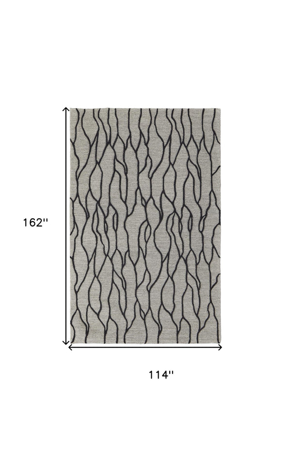 Homeroots 10' X 13' Taupe Black And Gray Wool Abstract Tufted Handmade Stain Resistant Area Rug Taupe,Black,Gray Wool 511847