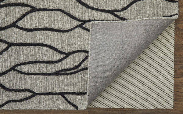 Homeroots 10' X 13' Taupe Black And Gray Wool Abstract Tufted Handmade Stain Resistant Area Rug Taupe,Black,Gray Wool 511847