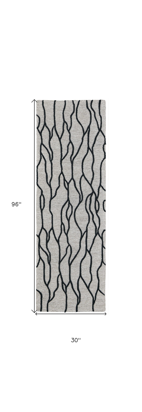 Homeroots 8' Black And Taupe Abstract Hand Tufted Runner Rug Taupe,Black,Gray Wool Blend 511848