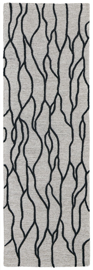 Homeroots 8' Black And Taupe Abstract Hand Tufted Runner Rug Taupe,Black,Gray Wool Blend 511848