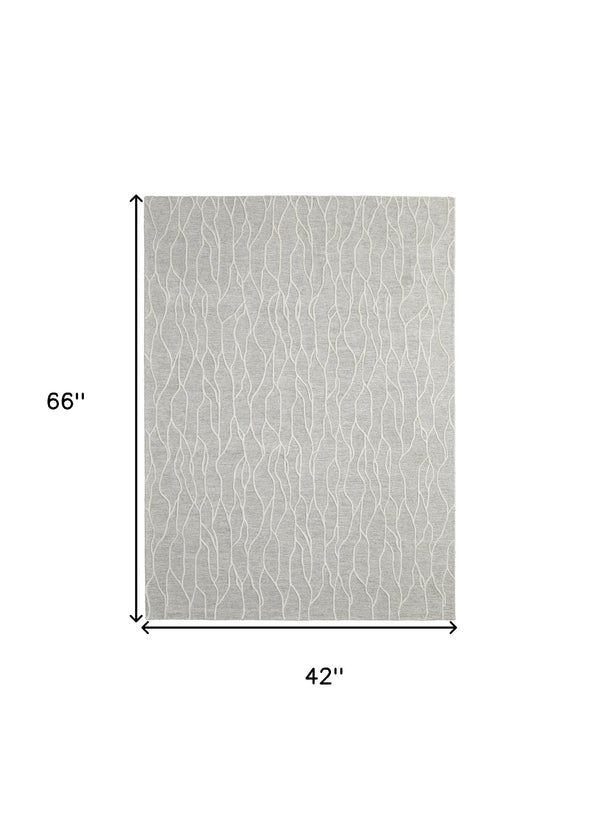 Homeroots 4' X 6' Taupe And Ivory Wool Abstract Tufted Handmade Stain Resistant Area Rug Taupe,Ivory Wool 511850
