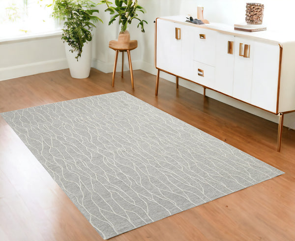Homeroots 4' X 6' Taupe And Ivory Wool Abstract Tufted Handmade Stain Resistant Area Rug Taupe,Ivory Wool 511850