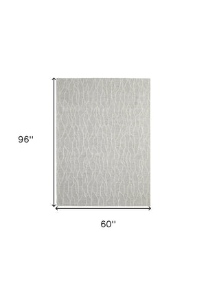 Homeroots 5' X 8' Taupe And Ivory Wool Abstract Tufted Handmade Stain Resistant Area Rug Taupe,Ivory Wool 511851