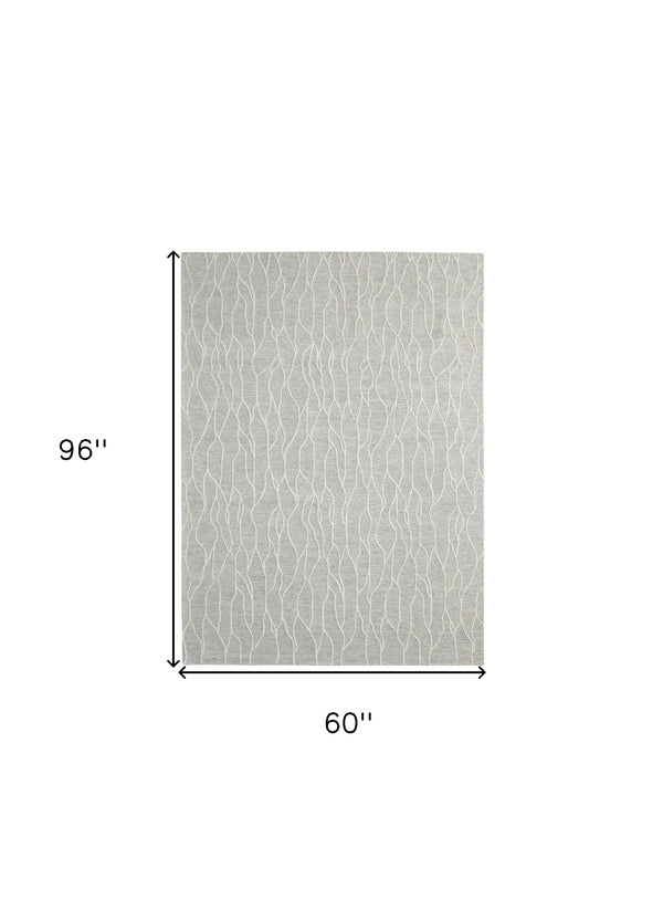 Homeroots 5' X 8' Taupe And Ivory Wool Abstract Tufted Handmade Stain Resistant Area Rug Taupe,Ivory Wool 511851