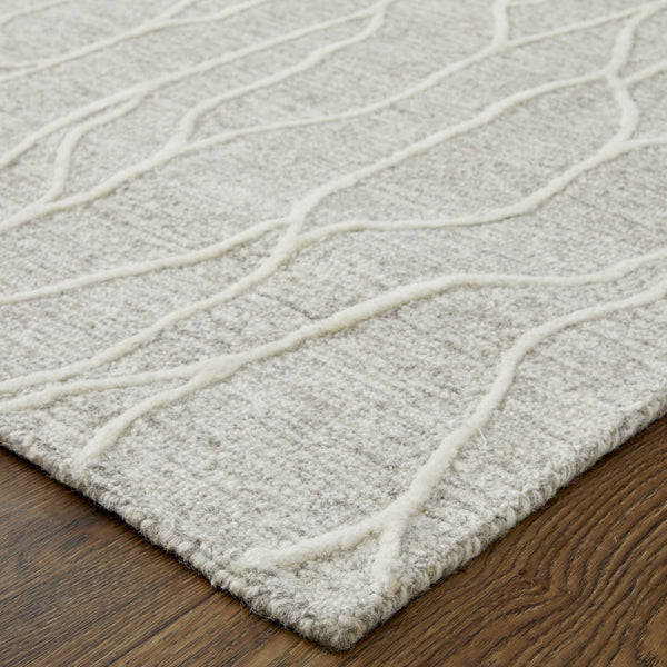 Homeroots 10' X 13' Taupe And Ivory Wool Abstract Tufted Handmade Stain Resistant Area Rug Taupe,Ivory Wool 511853