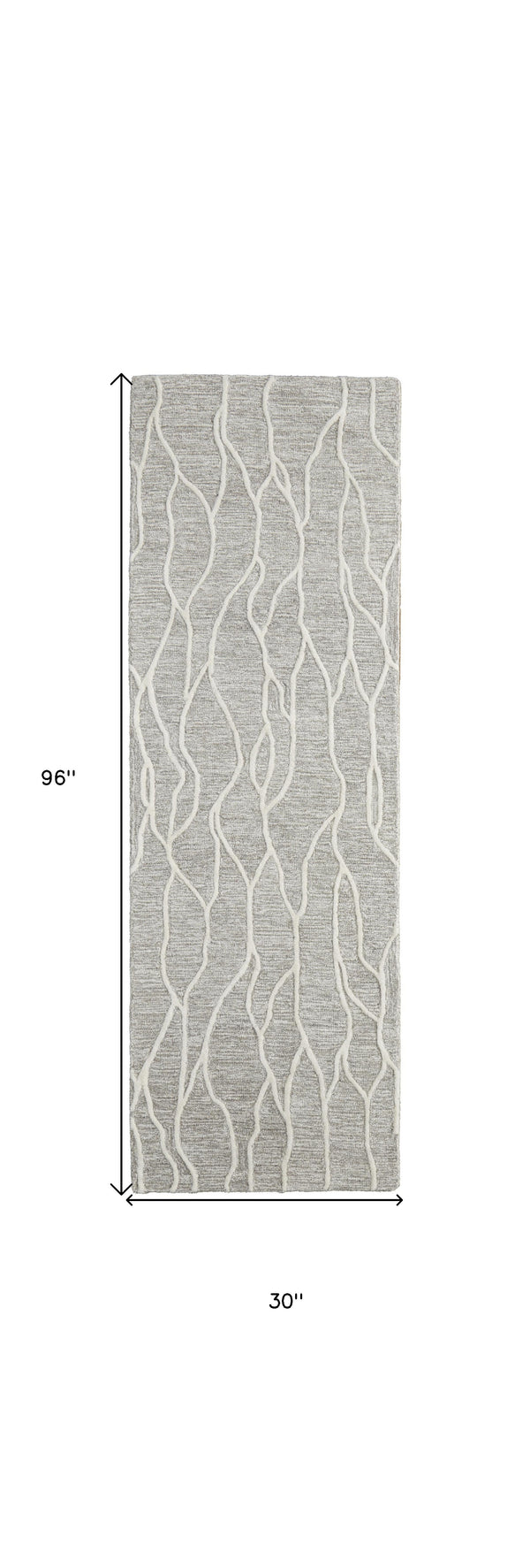 Homeroots 8' Taupe And Ivory Wool Abstract Tufted Handmade Stain Resistant Runner Rug Taupe,Ivory Wool 511854