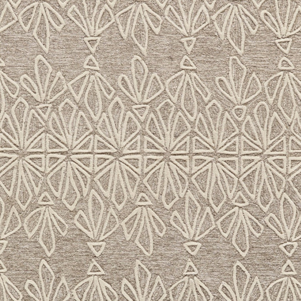 HomeRoots 5' Handmade Wool Area Rug in Tan and Ivory Geometric Design - Stain Resistant for Easy Care 5' X 8' 511857