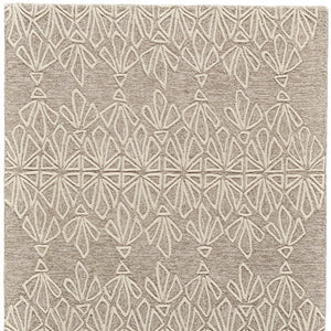 HomeRoots 5' Handmade Wool Area Rug in Tan and Ivory Geometric Design - Stain Resistant for Easy Care 5' X 8' 511857