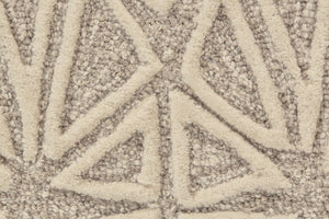 HomeRoots 5' Handmade Wool Area Rug in Tan and Ivory Geometric Design - Stain Resistant for Easy Care 10' X 13' 511859