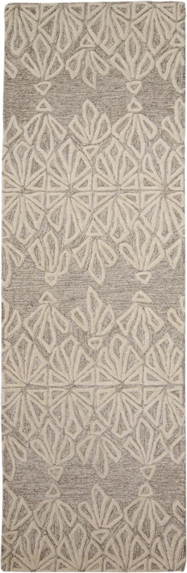 HomeRoots 5' Handmade Wool Area Rug in Tan and Ivory Geometric Design - Stain Resistant for Easy Care 8' Runner 511860