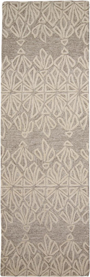 HomeRoots 5' Handmade Wool Area Rug in Tan and Ivory Geometric Design - Stain Resistant for Easy Care 8' Runner 511860