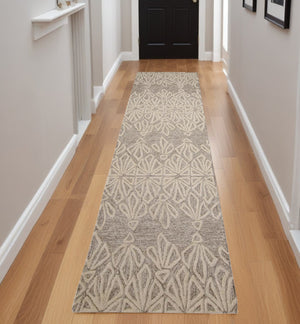 HomeRoots 5' Handmade Wool Area Rug in Tan and Ivory Geometric Design - Stain Resistant for Easy Care 8' Runner 511860