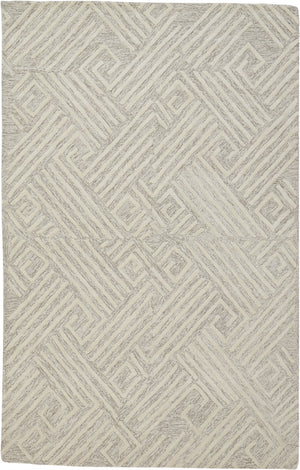 Homeroots 4' X 6' Tan And Ivory Wool Geometric Tufted Handmade Stain Resistant Area Rug  Wool 511862