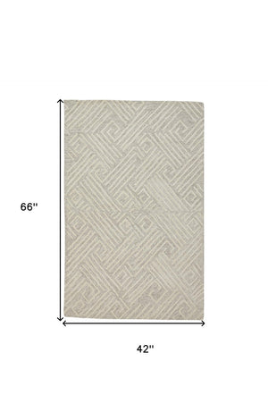 HomeRoots 4' Handmade Wool Area Rug with Geometric Design - Stain Resistant, Soft, and Stylish for Any Room 4' X 6' 511862