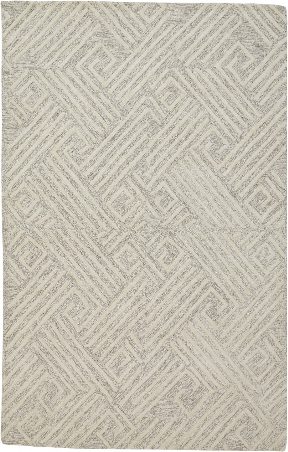 HomeRoots 4' Handmade Wool Area Rug with Geometric Design - Stain Resistant, Soft, and Stylish for Any Room 5' X 8' 511863