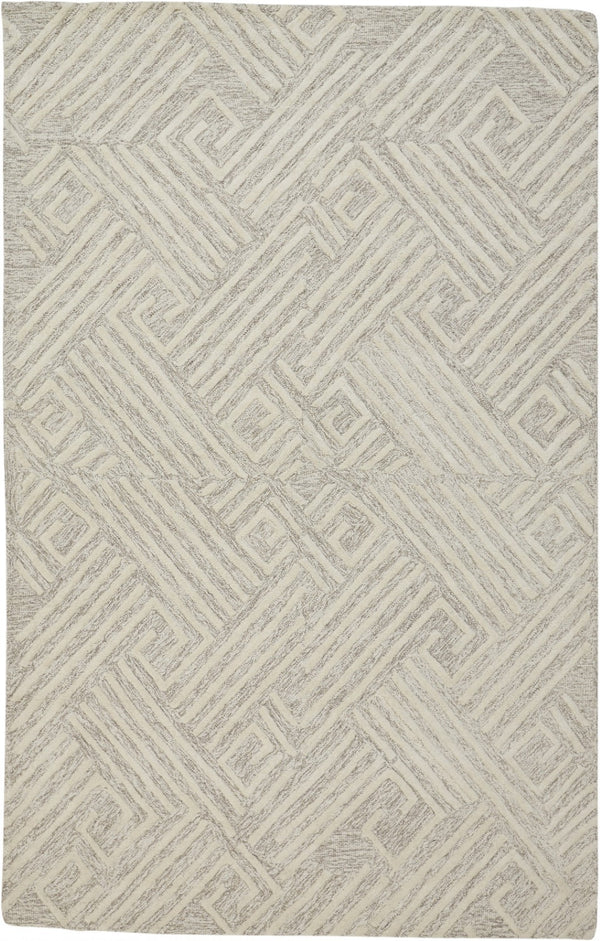 HomeRoots 4' Handmade Wool Area Rug with Geometric Design - Stain Resistant, Soft, and Stylish for Any Room 5' X 8' 511863