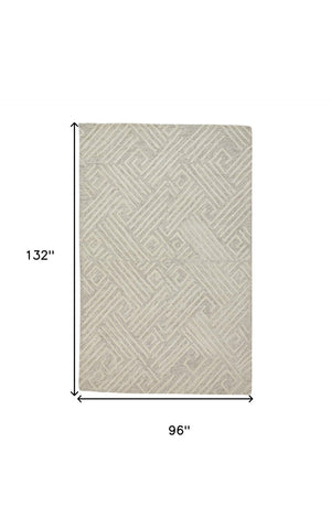 HomeRoots 4' Handmade Wool Area Rug with Geometric Design - Stain Resistant, Soft, and Stylish for Any Room 8' X 11' 511864