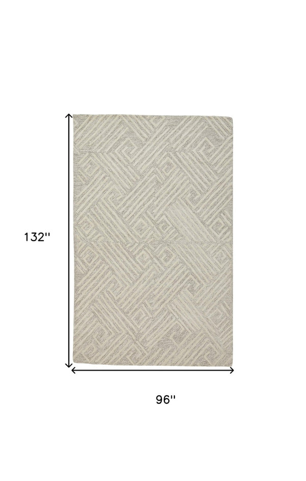 HomeRoots 4' Handmade Wool Area Rug with Geometric Design - Stain Resistant, Soft, and Stylish for Any Room 8' X 11' 511864
