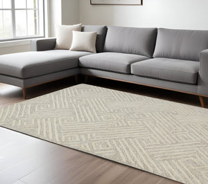 HomeRoots 4' Handmade Wool Area Rug with Geometric Design - Stain Resistant, Soft, and Stylish for Any Room 8' X 11' 511864