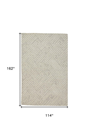 HomeRoots 4' Handmade Wool Area Rug with Geometric Design - Stain Resistant, Soft, and Stylish for Any Room 10' X 13' 511865