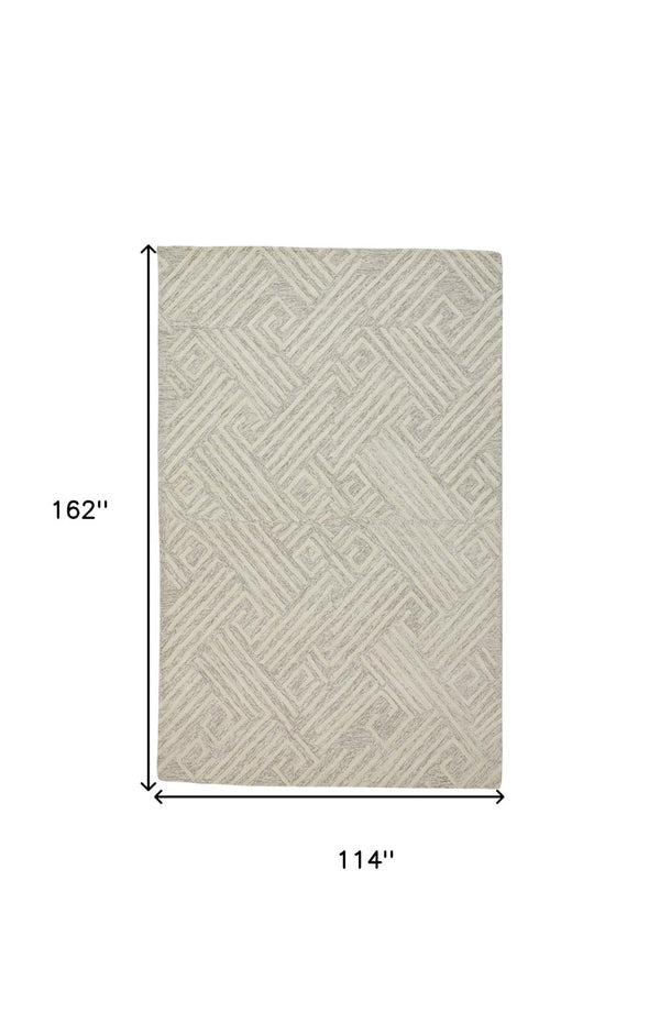 HomeRoots 4' Handmade Wool Area Rug with Geometric Design - Stain Resistant, Soft, and Stylish for Any Room 10' X 13' 511865