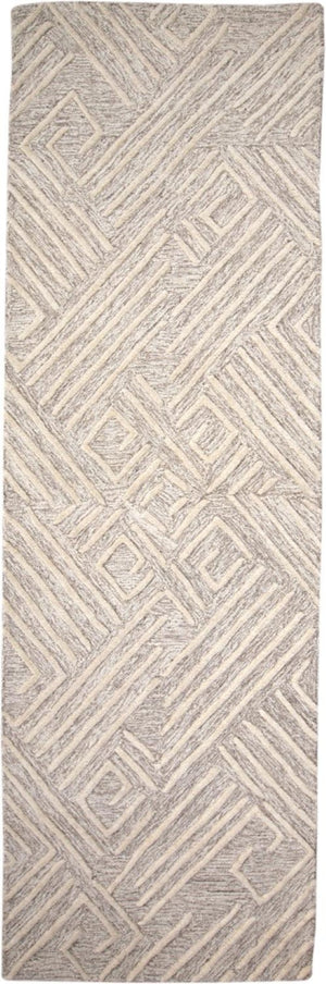 HomeRoots 4' Handmade Wool Area Rug with Geometric Design - Stain Resistant, Soft, and Stylish for Any Room 8' Runner 511866