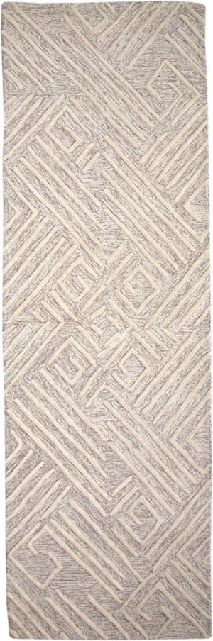 HomeRoots 4' Handmade Wool Area Rug with Geometric Design - Stain Resistant, Soft, and Stylish for Any Room 8' Runner 511866