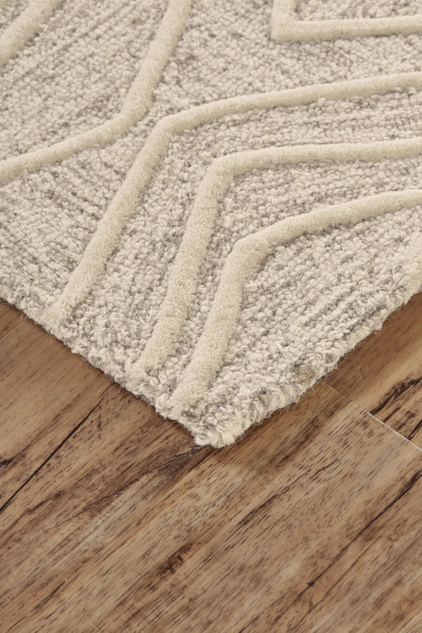 HomeRoots 4' Handmade Wool Geometric Tufted Area Rug - Stain Resistant, Plush Comfort for Modern Interiors 5' X 8' 511869