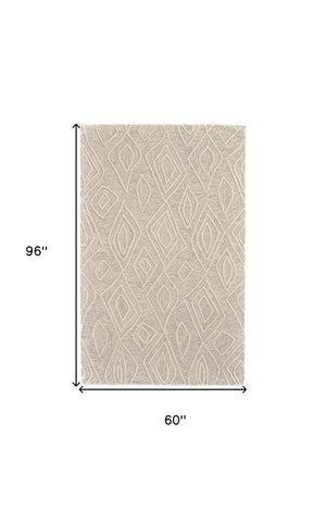 HomeRoots 4' Handmade Wool Geometric Tufted Area Rug - Stain Resistant, Plush Comfort for Modern Interiors 5' X 8' 511869