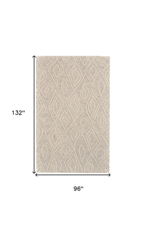 HomeRoots 4' Handmade Wool Geometric Tufted Area Rug - Stain Resistant, Plush Comfort for Modern Interiors 8' X 11' 511870