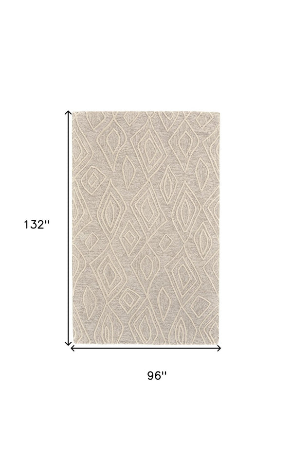 HomeRoots 4' Handmade Wool Geometric Tufted Area Rug - Stain Resistant, Plush Comfort for Modern Interiors 8' X 11' 511870