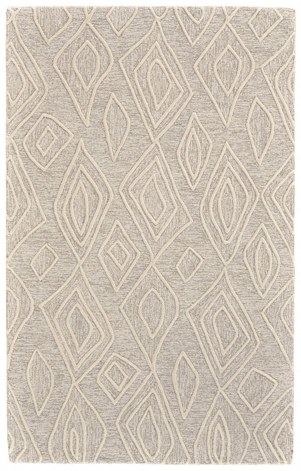 HomeRoots 4' Handmade Wool Geometric Tufted Area Rug - Stain Resistant, Plush Comfort for Modern Interiors 10' X 13' 511871